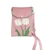 Aufbewahrungstaschen Nischendesign Frauen Tulpe gestrickt tragbare One-Shoulder Crossbody Mini Handy Mode