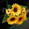 Flores decorativas Flor de simulação de girassol artificial para casamento rústico e decoração em casa - buquê de mão