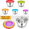 Bowls Stainless Steel Mixing Set With Airtight Lids 5 Piece Nesting Salad Metal Serving Bowl For Kitchen Baking/Cooking