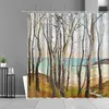 Courteaux de douche Summer Forest Trees Direstaire Green Legs Jungle Landscape Home Decor Decor Decor Imperproping Bath Bath Curtain Crochets