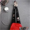 Damens leggings sommar elastiska hög midja rippade hål fashionabla avslappnade svarta stretchbyxor 2021 i droppleveranskläder kläder dhhah