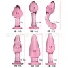 Alternativa vuxna leksaker Pink Glass Anal Plug -uppsättning för flickor Par Flirting Backyard Masturbation and Sexual Toys 240407