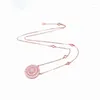 Catene placcate in oro rosa 14k in lussuoso cristallo intarsiato rotondo collana abbagliante a ciondolo di lussuoso designer designer gioielli