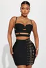 2023 Summer Black White Women Sexy Bandage Tops Belt Pencil Skirts Set Nightclub Party Celebrate Womens Wholesale 240401