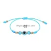 Braccialetti di fascino cattivi blu oculare braccialetto colorf fatto a mano intrecciata corda intrecciata per donne amici amicizia gioielli drop drile dhmri