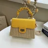Daily Wear Beach Bags Folded Handheld Grass Woven Bag Women's with Rural Style and High Aesthetic Value Single Shoulder Fashionable Small Square Crossbody