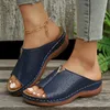 Slippers Fashion Women Женщины летние твердые клинья дышащие проскальзывание на сандалиях с открытыми пальцами