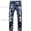 Jeans jeans Hip-hop High Street Fashion Men's Jean Retro rasgado Men ing Men Design Motocicleta Faixa regular Riding calças finas