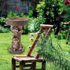 Decorações de jardim Banho de banho tigela de pátio Pátio paisagem gramado Raccoon estátua de resina estatueta alimentador para o pátio externo Courtyard Railing Housewarming