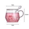 Wine Glasses Cherry Blossom Cup Heat Resistant Glass Lady Fresh Lovely Water Coffee Girl Office INS Scented Tea Cute Bottle