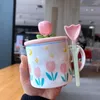 Mokken Tulip Water Cup met deklepel Mok huishouden keramiek