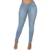 Women's Jeans Fashion Mid Waist Pockets Women Shrink Resistant Denim Trousers Butt-lifting Skinny For Party