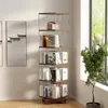 Kitchen Storage Creative Solid Wood Rotating Bookshelf Transparent Acrylic Floor Shelf Living Room Study Corner Bookcase