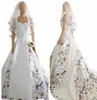 Robes de mariée camouflage blanc avec des applications en dentelle en satin de voile