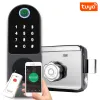 Lock No Wiring Tuya Wifi Fingerprint Smart Door Lock Outdoor Gate Password RFID Card Keyless Front Electronic Mortise Home Alarm Lock