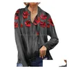 Blouzen voor dames shirts mode 3D bloemen bedrukte dames kleding 2022 lente nieuwe streetwear casual losse lange mouw plus size 5xl dhbns