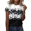 女性用Tシャツ半袖ブラウス女性フローラルプリントトップサマーチュニックトップカジュアルストリートウェア特大のプルオーバー