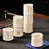 Tee-Sets Hammelfett Fett Jade weiße Porzellanbecher graviertes Gold Herz Sutra Haushalt Tee Set handbemalte Single Tasse Küchenware