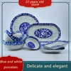 Dekoration des chinesischen Stils Essblau und weiße Porzellanplatte