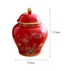 Vases Chinese Style Ceramic Ginger Jar Decorative Flower Vase Tea Storage