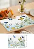 Tischmatten 4/6 -Stcs Aquarellblüten Pflanze Schmetterling Küche Placemat Essdekoration Matte Home Kaffee Teepolster Tasse