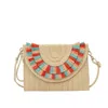 Sacs de plage du soir de style ethnique Grass tissés Sac Horizontal Enveloppe Hondée à la main à la mode Single Single Crossbody Women's