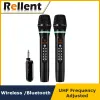 Microphones Rellent Rechargeable UHF Wireless Bluetooth Karaoke Microphone Micro Echo Adjust Channel Gaming Microphone for Singing