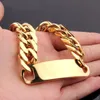 Chain Link Fashion en acier inoxydable charmant Gol Tone lisse ID Bracelet cubain pour hommes