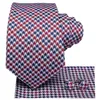 Nekbanden hi-tie rode hondstooth geruite stropdas voor mannen blauwe luxe heren stropdas set zijde 8,5 cm grote mode hanky manchetknopen set kwaliteit 240407