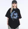 Лето негабаритный размер Япония 24SS Python Print Vintage Tee Fashion Men's с коротким рукавом футболка для скейтборда Женская одежда Случайная хлопчатобумажная рубашка 0406