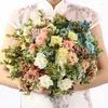 Decorative Flowers Cafe Artificial Silk White Roses Bouquet Restaurant Decoration Simulation Rolled Edge Rose Fake Flower Plant