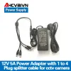 Akcesoria AHCVBIVN 12V 5A 1TO 4 Port Wtyczka Kabel rozdzielający CCTV AC Adapter Zasilacz dla kamery bezpieczeństwa CCTV