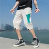 Calça masculina dreeches de verão homens curtos jogadores de estilo chinês calf-comprimento de calça larga casual masculino capris