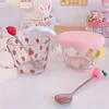 Tasses "perte de perte" Belle pêche aux fraises tenant un petit-déjeuner en verre pour petit-déjeuner pour fille lait résistant à la chaleur.