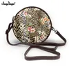 Torby na ramię Noisydesigns Kobiety pu skóra okrągła torba crossbody żeńska lampart flower design okrąg