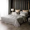 Set di biancheria da letto foglio da letto jacquard di lussuoso foglio da letto e federe per trapunta di qualità in cotone egiziano a tre linee