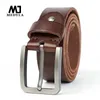 Bälten Medyla Natural Leather Mens Belt gjord av högkvalitativt material Hårt stålspänne Original läderbälte Lämpligt för jeans och avslappnad byxor C240407