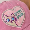 Bollmössor Alla hjärtans dag Pink Love Womens Baseball Hat Söt Kitty Justerbar knapp Hat Mjuk topp Cotton Casual Sunbonnet Girl Sunhat Q240403