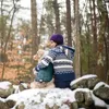 Veste de vêtements pour chiens manteau d'hiver réversible pour les chiens portez avec un harnais résistant à l'eau Petite animaux de compagnie moyens moyens (bleu encre L)