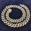 Wholesale 14mm 18k Gold Plated Hip Hop Link Chain Cuban Diamonds Necklace with Zircon Main Stone Religious Style for Man Women