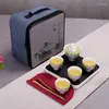 Conjuntos de teaware Designer chinês Cerâmica Blow Bowl Viagem Conjunto de chá do esmalte Bandeja de presentes portátil de bolha de bolhas portátil