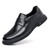 Casual Shoes Mens British Style Loafers Genuine Leather Elegant Wedding Party Dress Brown Black Slip-on Business