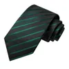 Coules de cou Black Green Striped Silk Tie pour hommes Accessoires de mariage Colliers pour hommes Poches carrées