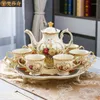 Teaware Sets European Light Luxury Rose Tea Handgeschilderde gouden huishouden Keramische beker Set Woonkamer High-End Gift Coffee Pot