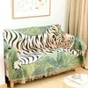 Textil City Ins Cartoon Leaf Tiger Throw Filt Nordic Home Dekorera soffa täckning stickad Tassel Tapestry Camping Picnic Mat 240326