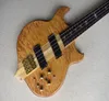 Factory Custom 4String Natural Wood Color Electric Bass Guitar with NeckThruBody Gold Hardwares 24 Frets Offer Customized9529608