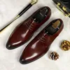 Kleiderschuhe schwarzer Wein rot Derby Bräutigam Hochzeitsbüro formelle Männer Party echtes Leder Original Business Designer Schuh