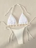 Swimwear pour femmes Sexy Bikini Set White Shell Designer Swensuit 2024 Nouvelle boucle Push Up Mini Bikini Summer Swimsuit Tie T-Thong Swimsuit J240403