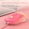 Topi topi topi gamer rosa Ergonomic Honeycomb Topi LED Mouse retroilluminato RGB Ottico per il computer portatile DPI Y240407