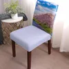 Couvre la chaise Fuji Mountain Cherry Blossom Japon Cover Stretch Elastic Dining Room Scecover Spandex Case de bureau